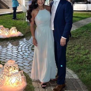 High-Neck Chiffon Bridesmaid Dress with Cascade